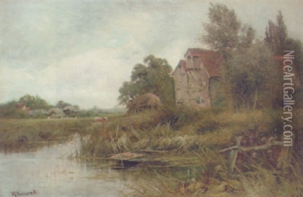 An Old Mill Near Little Baddow, Essex Oil Painting - Henry John Kinnaird