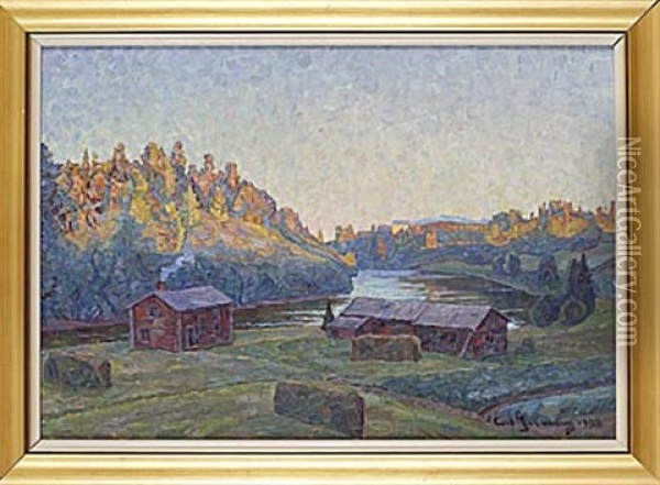 Norrlandskt Alvlandskap Oil Painting - Carl (August) Johansson