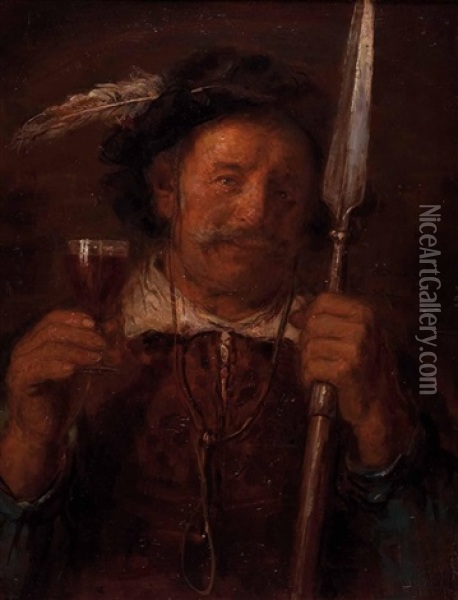 Der Trinker Oil Painting - Rudolf Robert Wolf