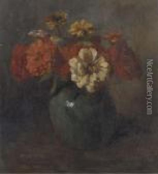 A Colourful Bouquet Oil Painting - Jacob Simon Hendrik Kever