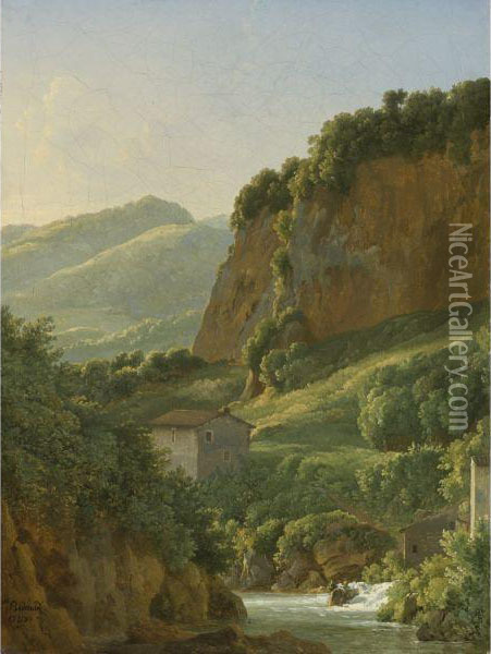 View Of The Ravine At San Cosimato Oil Painting - Jean-Joseph-Xavier Bidauld