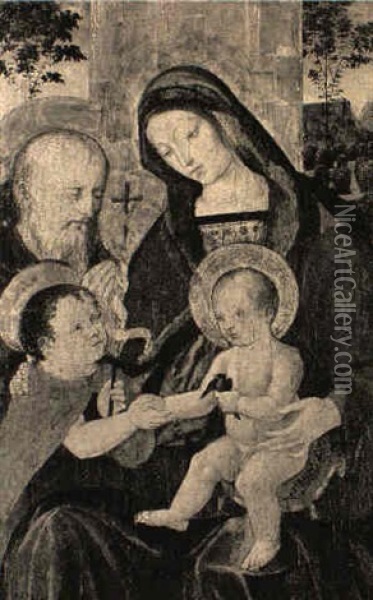 Holy Family And St. John Oil Painting - Bernardino Betti Pinturicchio