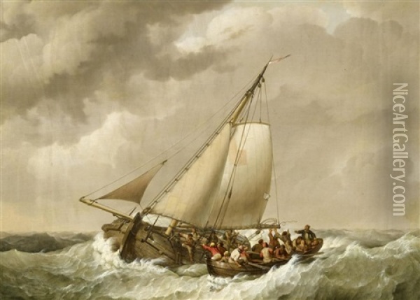 Rettung Auf Sturmischer See Oil Painting - Johannes Hermanus Koekkoek