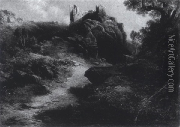 Burgruine In Felsiger Landschaft Oil Painting - Albert Ludwig Trippel