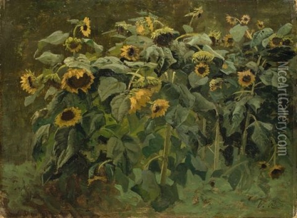 Sonnenblumen Oil Painting - Johann Valentin Ruths