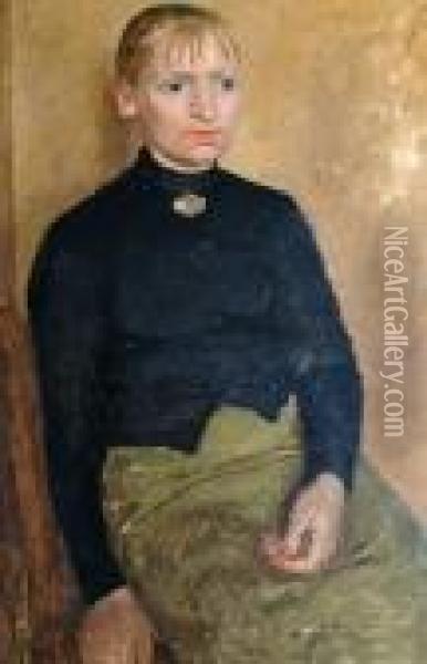 Seated Woman In Black Blouse Oil Painting - Gwendolen John