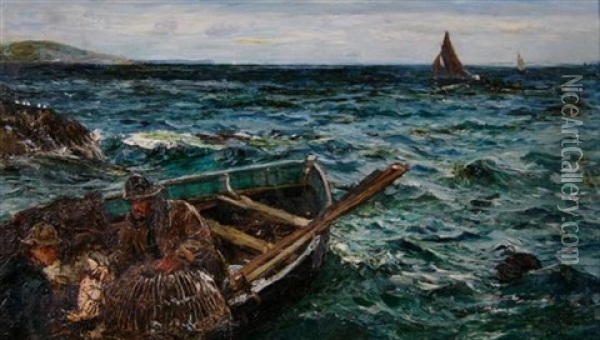 Hauling The Nets Oil Painting - John Robertson Reid