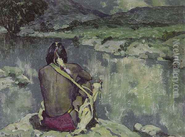 Moonlight Meditation Oil Painting - Eanger Irving Couse