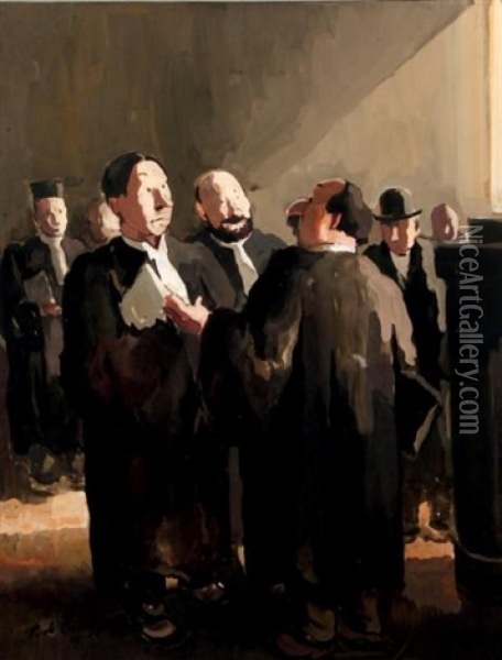 Au Palais Oil Painting - Pierre De Belay