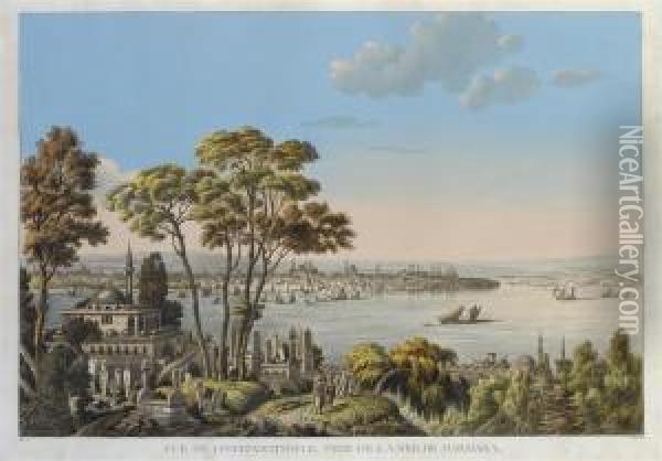 Vue De Constantinople Pris De La Mer De Marmara, By Schwartz Oil Painting - Louis Francois Cassas