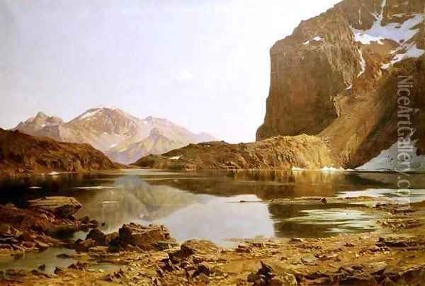 Le Lac de l Eychauda Oil Painting - Laurent Guetal