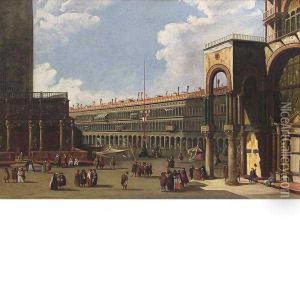 Veduta Della Piazza San Marco Ripresa Da Palazzo Ducale Oil Painting - Vincenzo Chilone