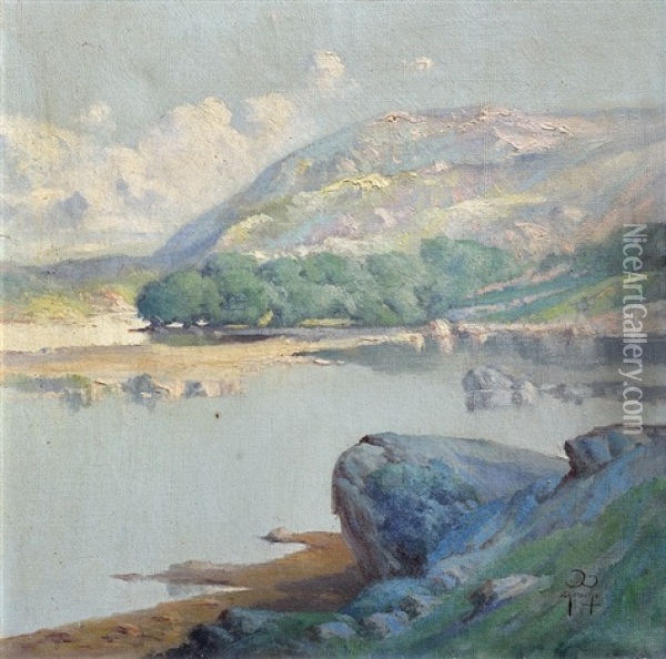 Paisaje Con Lago Y Cerro Oil Painting - Ernesto Laroche