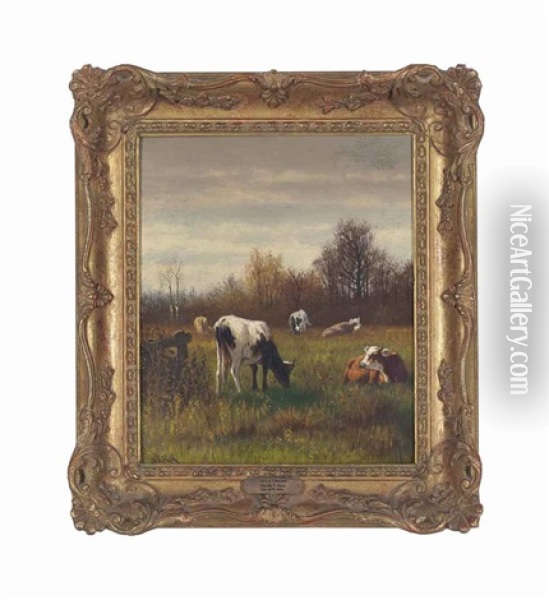Cattle Grazing (pair) Oil Painting - William Frederick Hulk