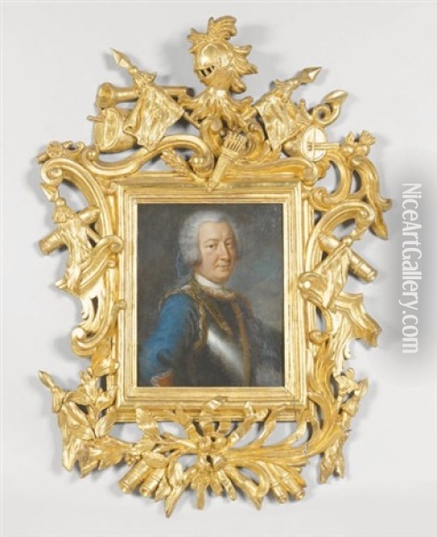 Portrait De Gentilhomme En Armure Oil Painting - Antoine Pesne