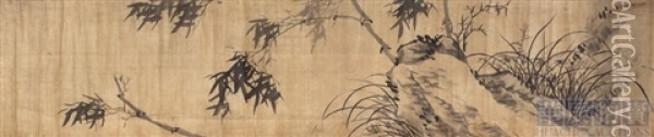 Orchid And Bamboo Oil Painting -  Lian Xi