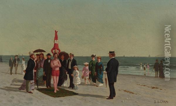 Beach Scene With Acrobats Oil Painting - Samuel S. Carr
