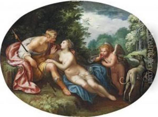 Venus And Adonis Oil Painting - Paulus Moreelse