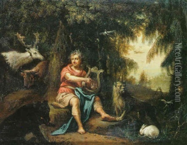 Orpheus Charming The Animals Oil Painting - Johann Conrad Seekatz