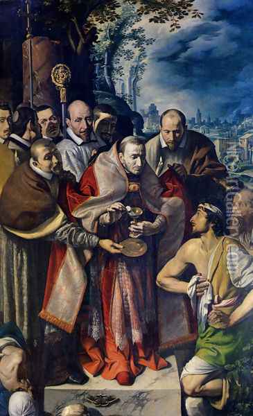 St. Carlo Borromeo Giving Communion To The Plague Victims Oil Painting - Tanzio da Varallo