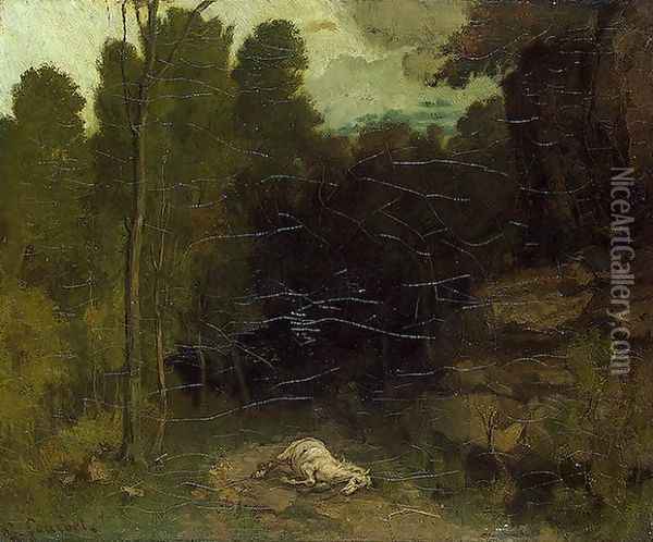 Landscape with a Dead Horse Oil Painting - Gustave Courbet