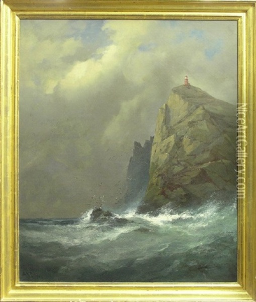 Lighthouse By The Sea Oil Painting - Gideon Jacques Denny