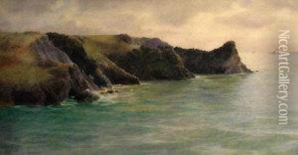 Pentreath Beach, The Lizard Headland, Cornwall Oil Painting - William Casley
