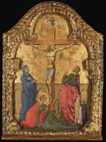 The Crucifixion With A Dominican Friar Oil Painting - Paolo Veneziano