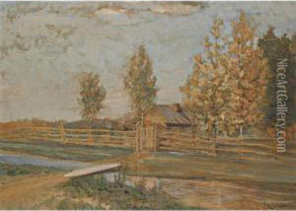 Autumn Landscape Oil Painting - Iegoshua Moiseevich Shlugleit