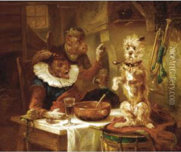 The Performing Dog Oil Painting - Zacharias Noterman