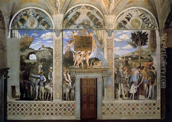 The west wall The Meeting Oil Painting - Andrea Mantegna