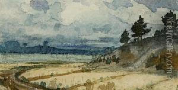 Road, Field, Hills Oil Painting - Vasily Polenov