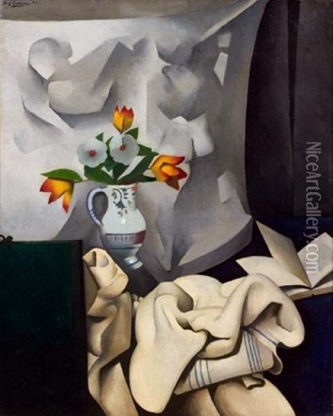 Nature Morte Cubiste Au Vase Grec Oil Painting - Paul Elie Gernez