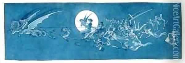The dragon chariot and fairy minstrels cross the moon Oil Painting - Charles Altamont Doyle