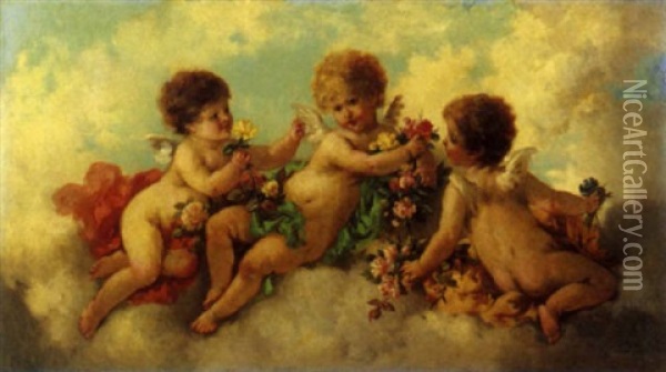 Composizione Con Putti Oil Painting - Charles Augustus Henry Lutyens