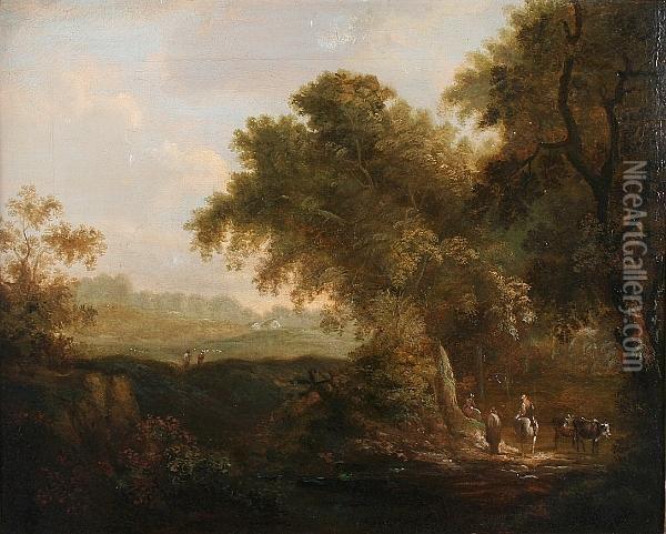 A Pastoral Scene With Herdsmen And Cattle Oil Painting - Thomas Barker of Bath