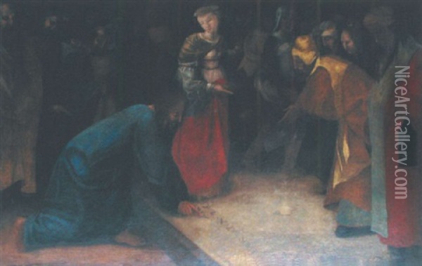 Le Christ Et La Femme Adultere Oil Painting - Pieter Brueghel the Younger