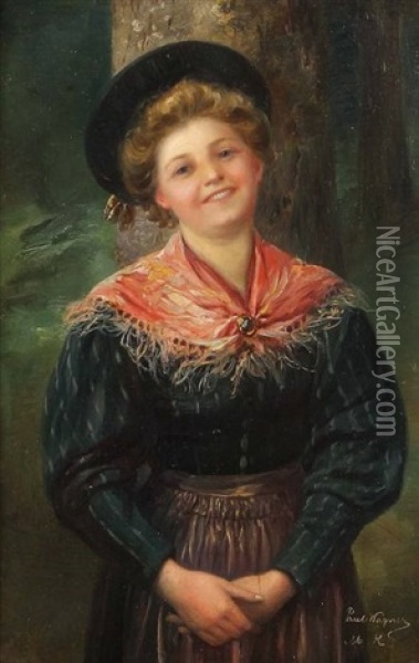 Junges Madchen In Tracht Oil Painting - Paul Hermann Wagner