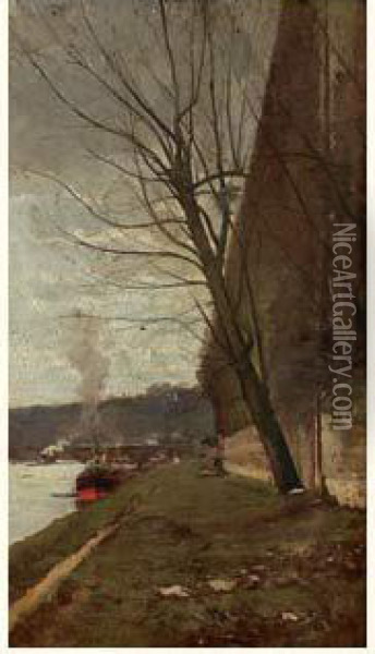 Bords De Seine Oil Painting - Eugene Galien-Laloue