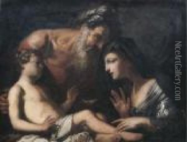Elijah And The Widow Of Zarephath Oil Painting - Guercino
