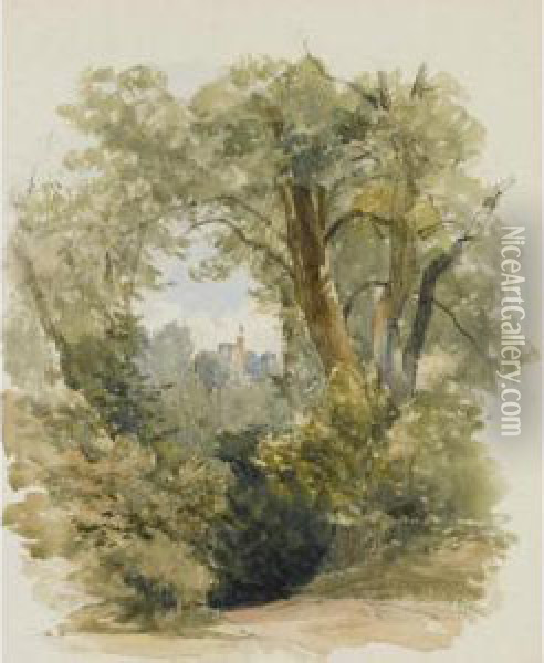 The Tower, Shrubland Park Oil Painting - William James Bennett