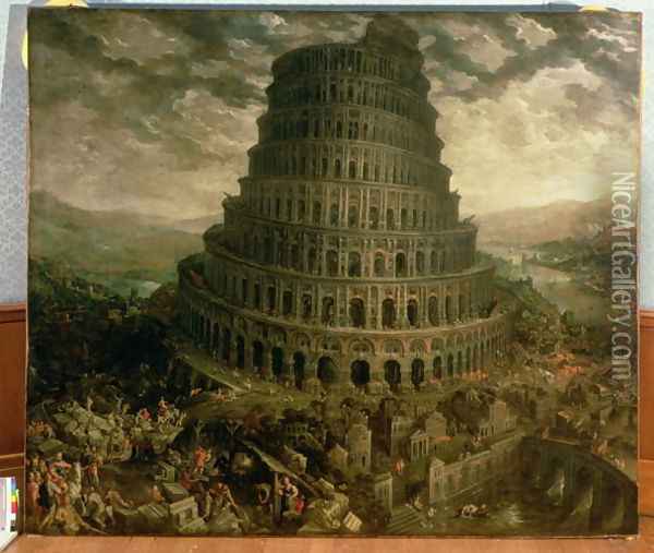 The Tower of Babel Oil Painting - Tobias van Haecht (see Verhaecht)