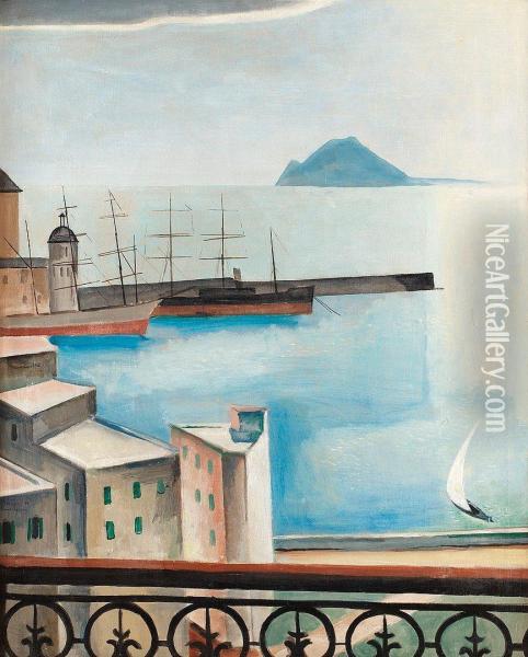 Hamnen I Pozzuoli Oil Painting - Ewald Albin Filip Dahlskog
