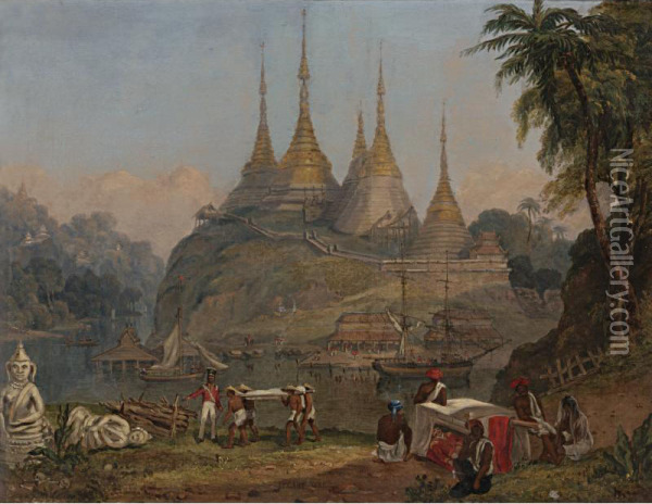 A Scene During The First Burmese War Oil Painting - J.Y. Cant