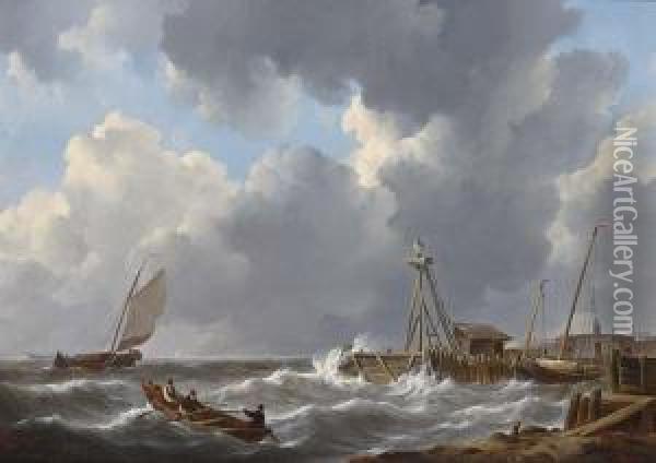Voor De Rede Van Vlissingen Oil Painting - Johannes Christian Schotel