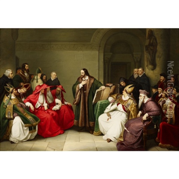 The Diet Of Worms (+ Jan Hus At The Council Of Constance; Pair) Oil Painting - Emanuel Leutze