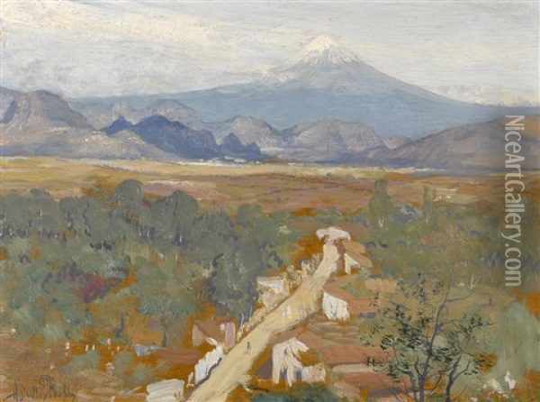 El Popo (popocatepetl) From Cortes Palace Oil Painting - Hermann Dudley Murphy