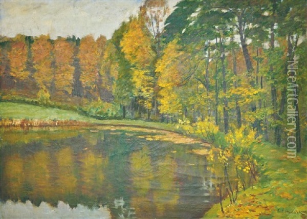 Autumn Mood Oil Painting - Antonin Hudecek