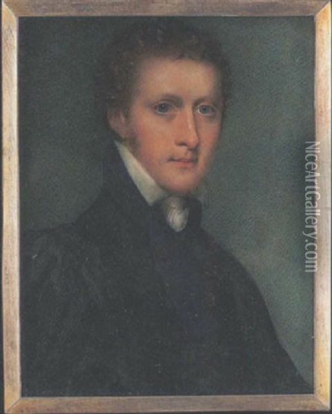 Augustus Frederick Fitzgerald, 3rd Duke Of Leinster, Wearing Double-breasted Dark Blue Coat With Brass Buttons, White Collar And Cravat Oil Painting - Charles Jagger