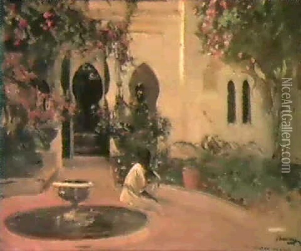 An Arab Courtyard Oil Painting - John Lavery
